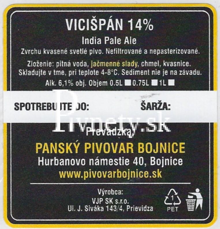 Pánsky pivovar Bojnice - IPA Vicišpán 14° (zadovka)