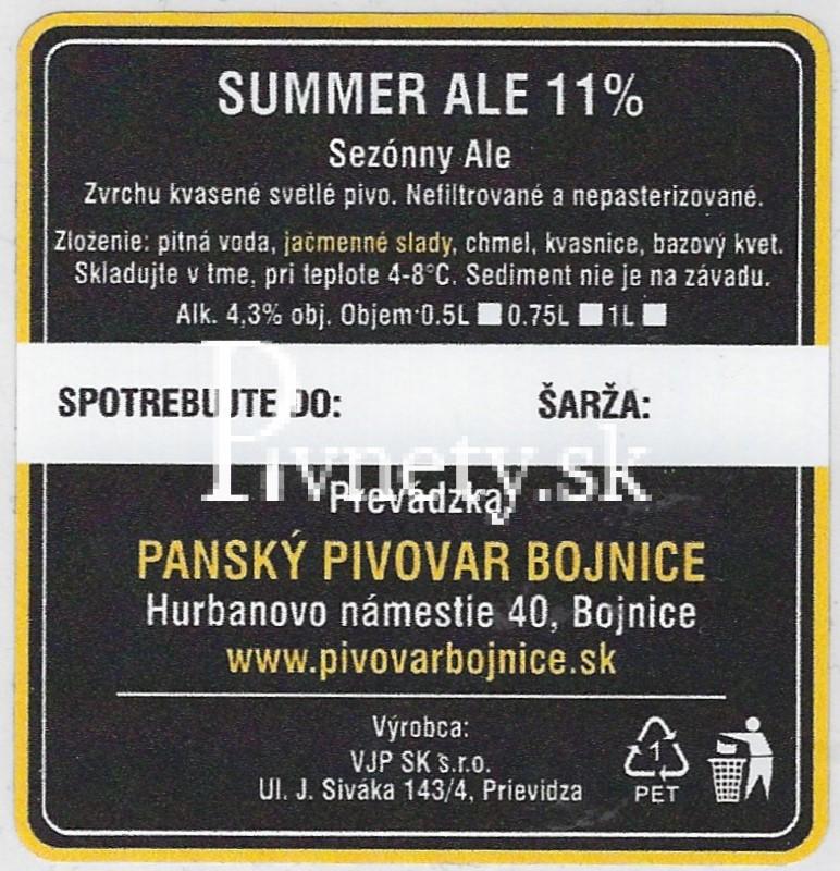 Pánsky pivovar Bojnice - Summer ALE 11° (zadovka)