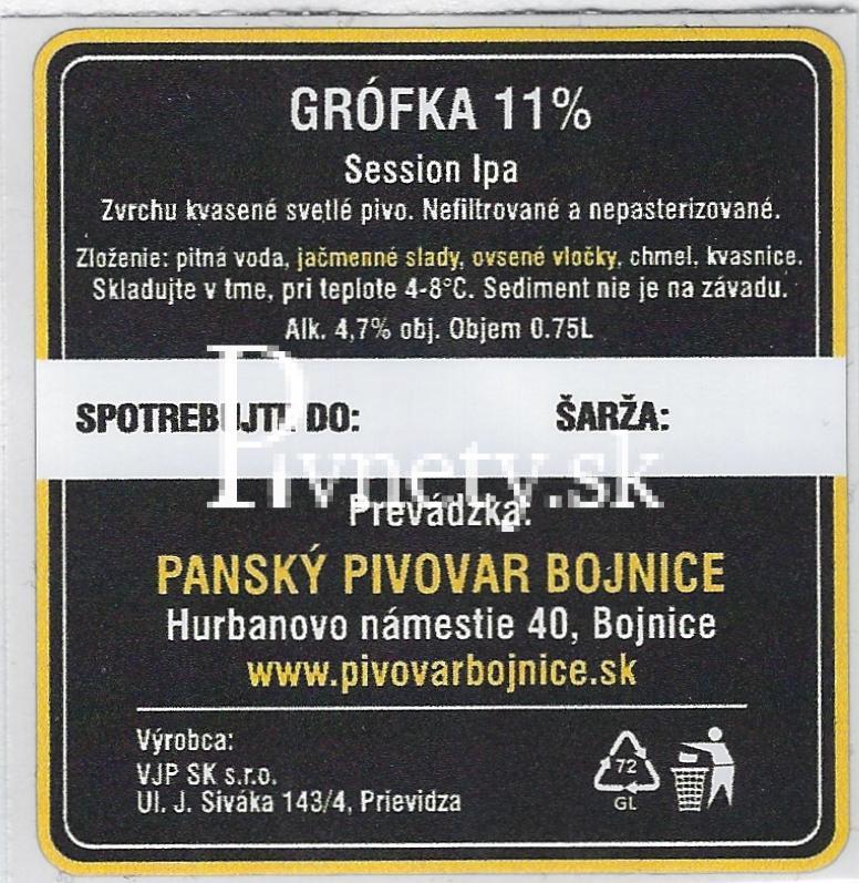 Panský pivovar Bojnice - Grófka 11° (zadovka)