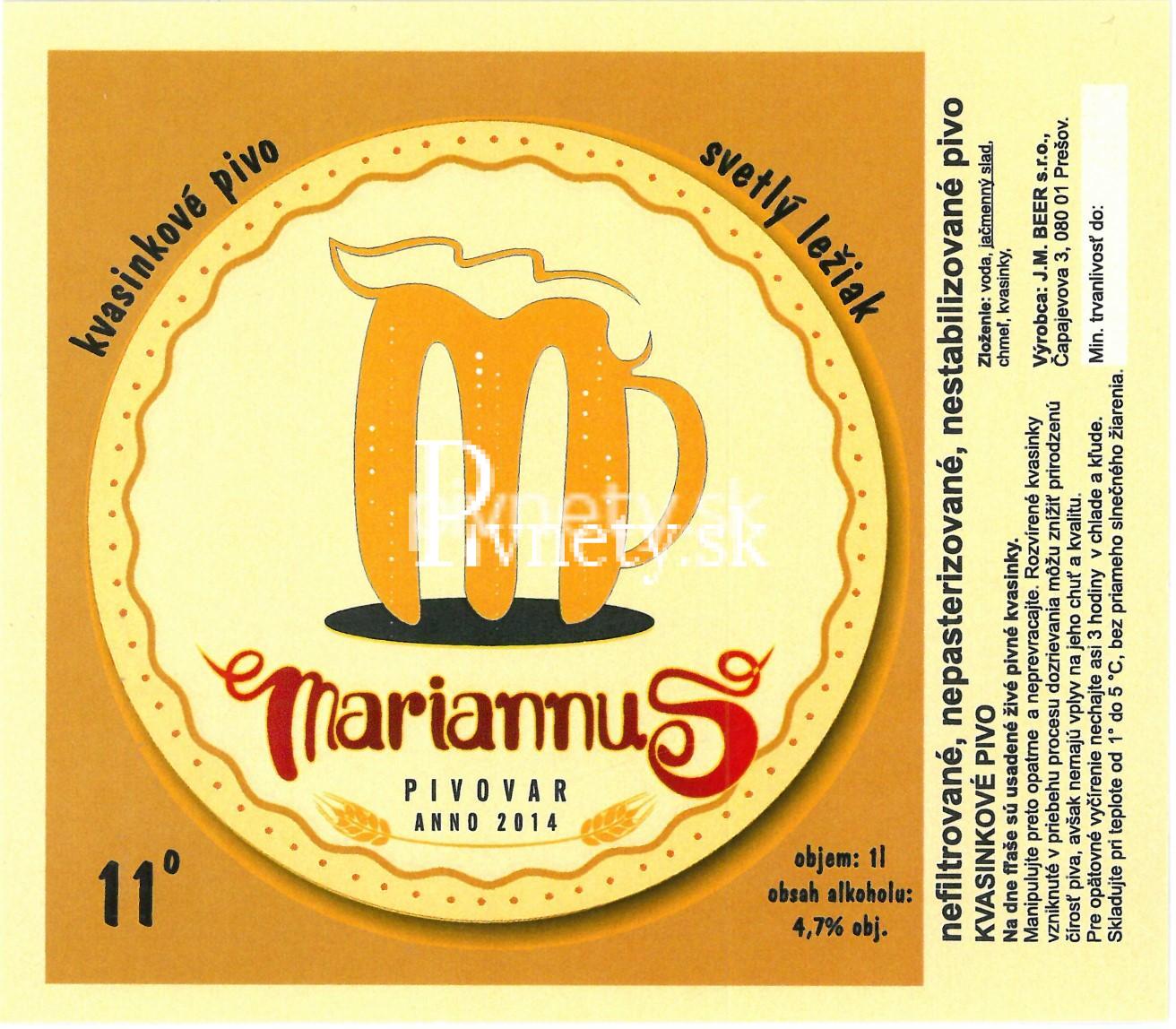 Pivovar Mariannus - Svetlý ležiak 11°