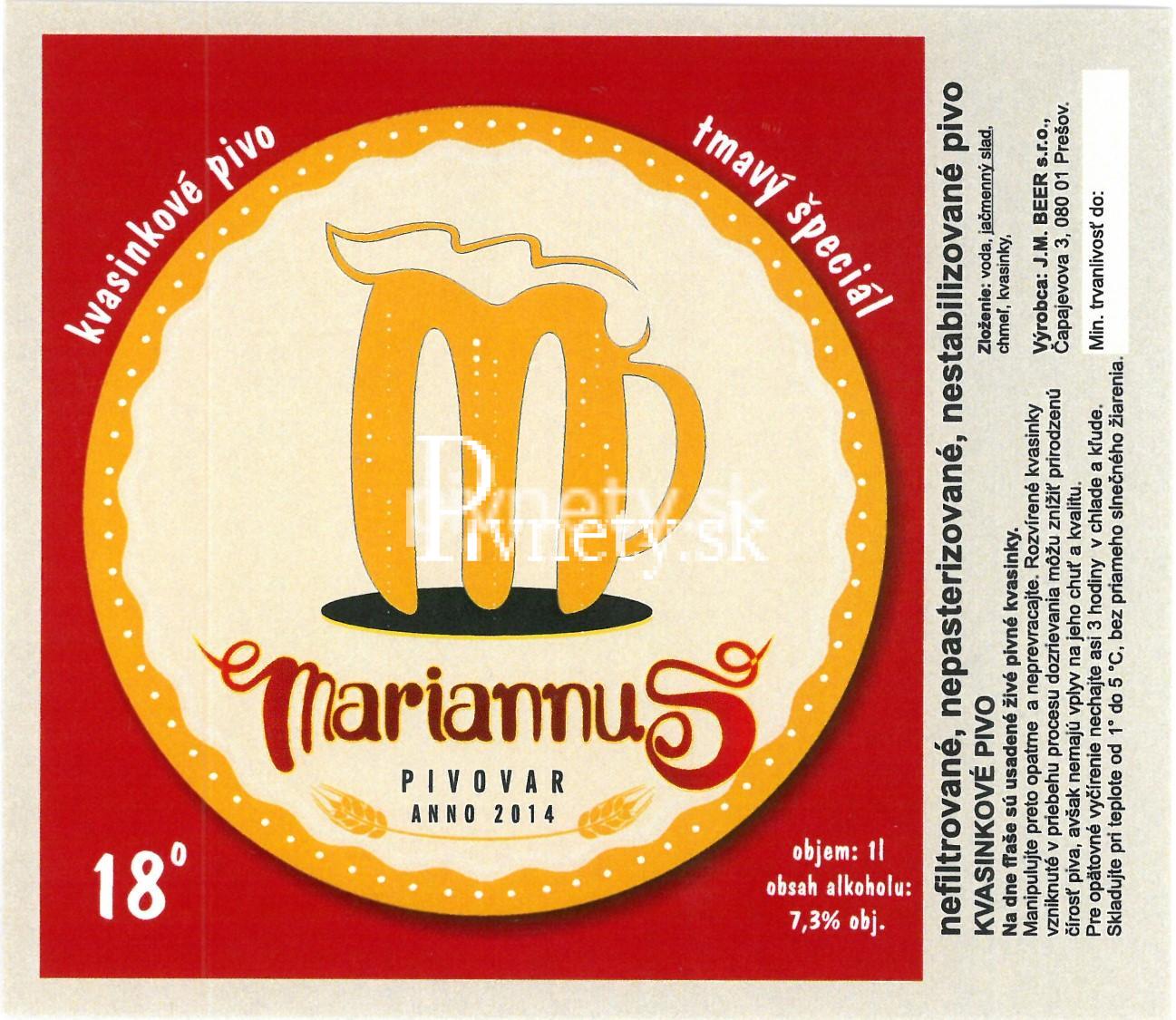 Pivovar Mariannus - Tmavý špeciál 18°