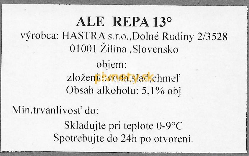 Belá Beer Company - ALE Repa 13°