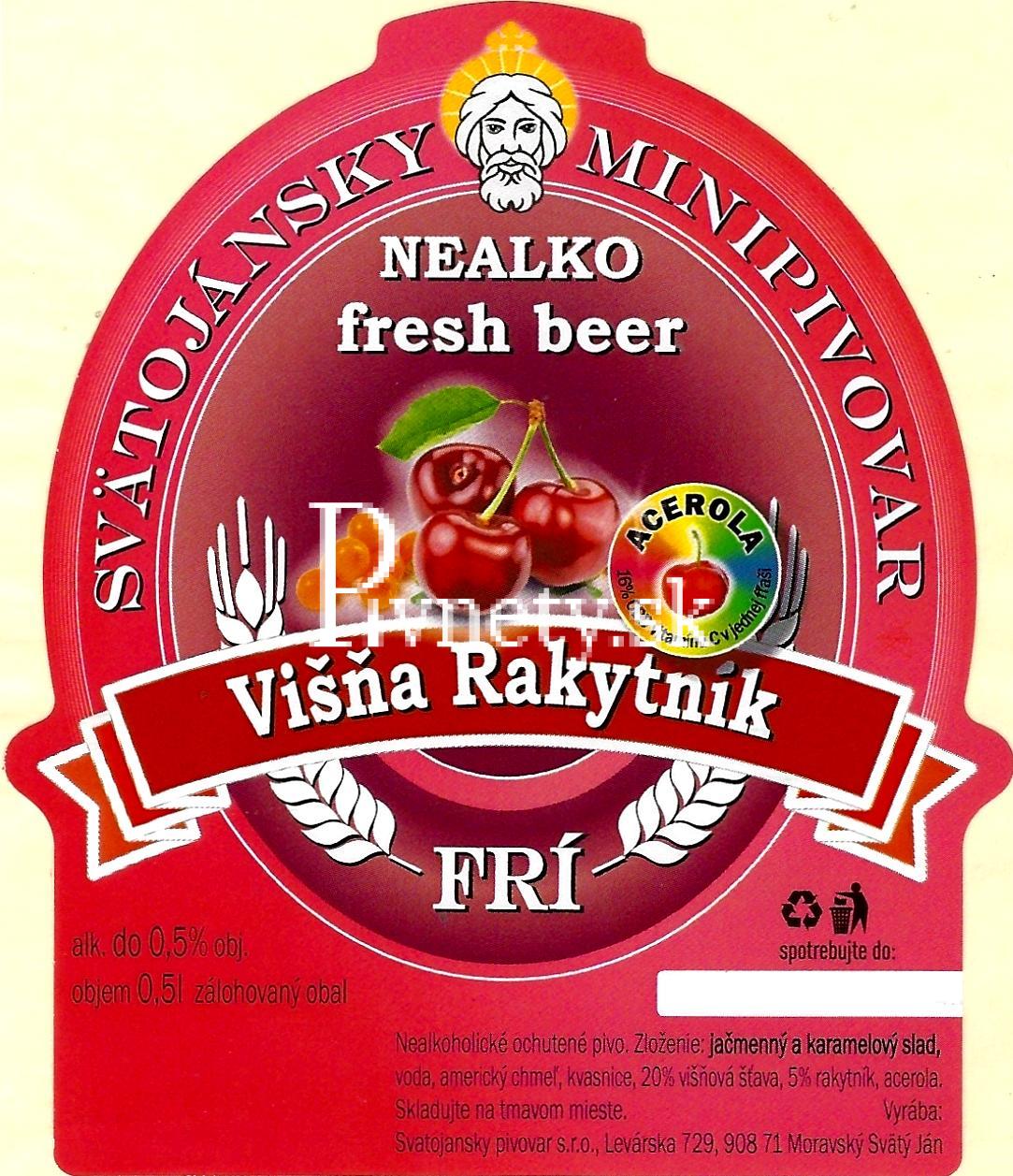Svätojánsky pivovar - Nealko fresh beer Višňa Rakytník