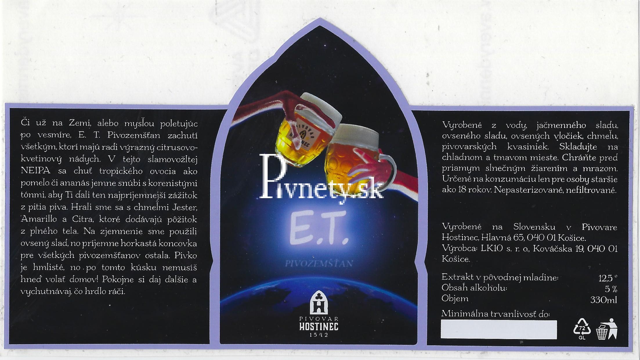 Hostinec -E.T. Pivozemšťan 12,5°