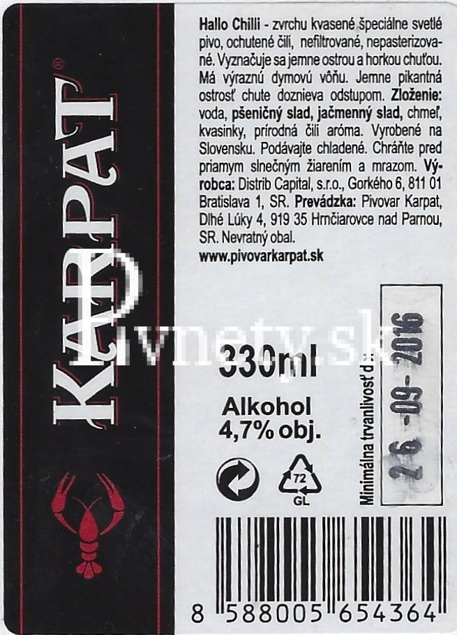 Karpat - Hallo Chilli 11,5° (zadovka)