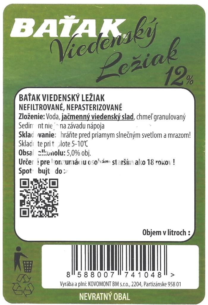 Baťak - Viedenský ležiak 12° (zadovka)