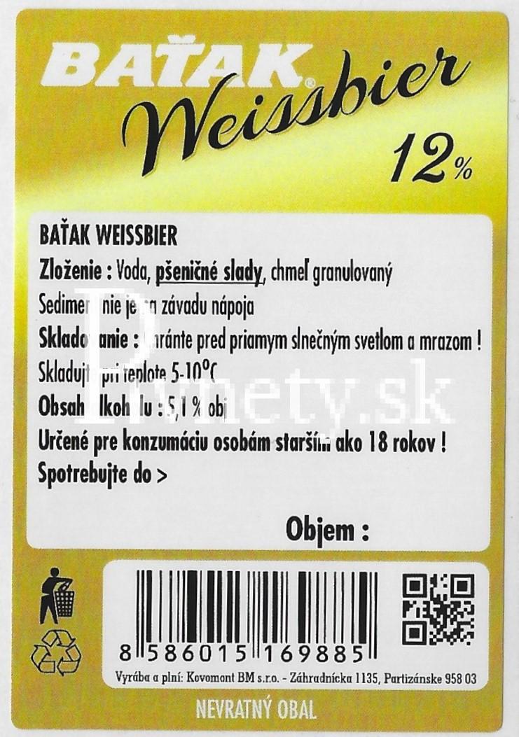 Baťak - Weissbier 12° (zadovka)