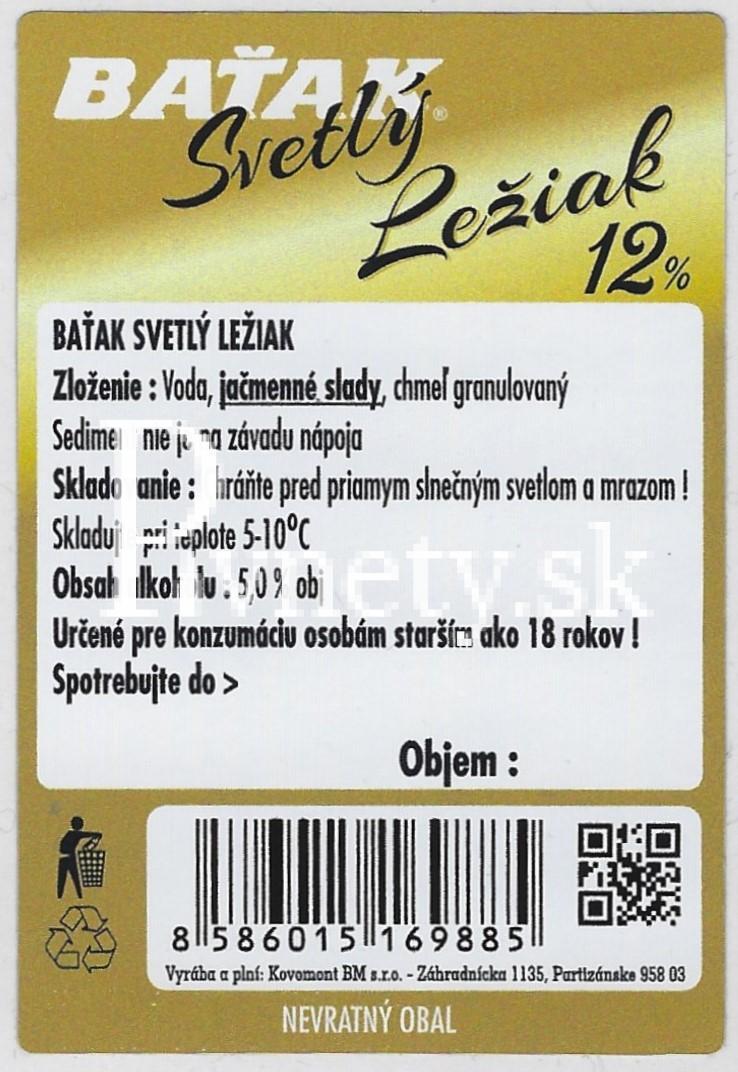 Baťak - Svetlý ležiak 12° (zadovka 1)