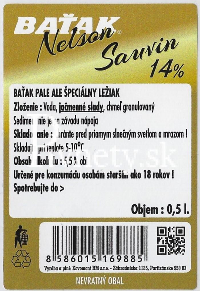 Baťak - Nelson Sauvin 14° (zadovka)