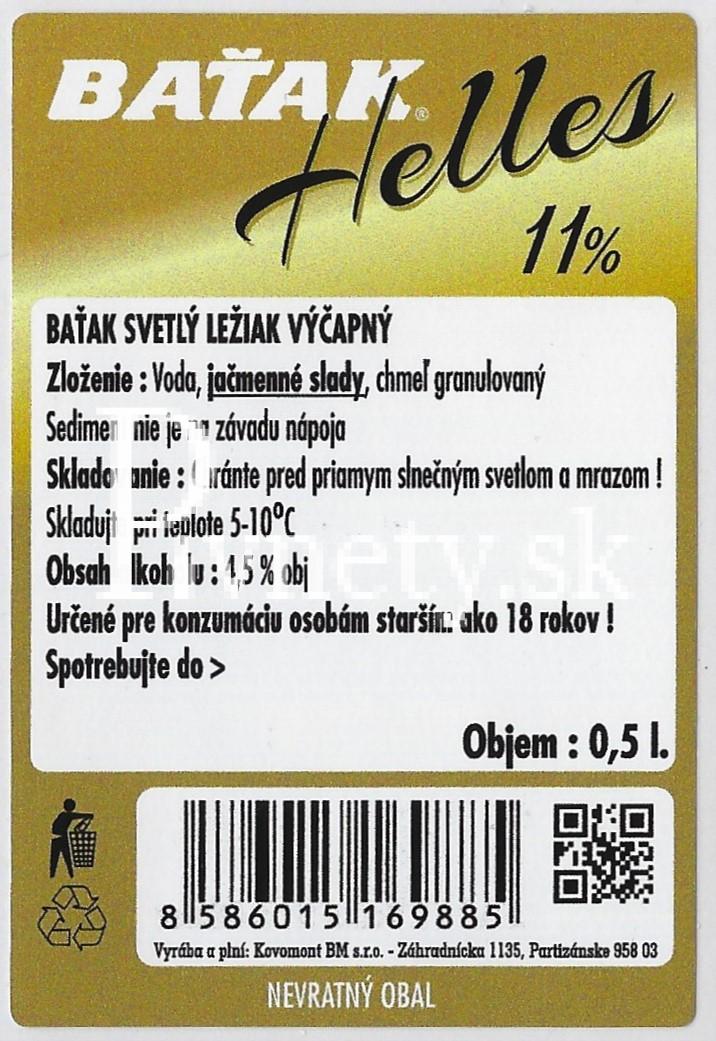 Baťak - Helles 11° (zadovka)