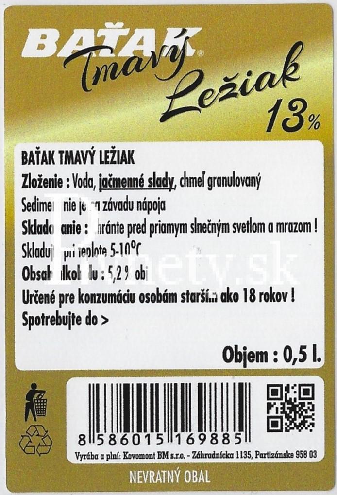 Baťak - Tmavý ležiak 13° (zadovka 2)