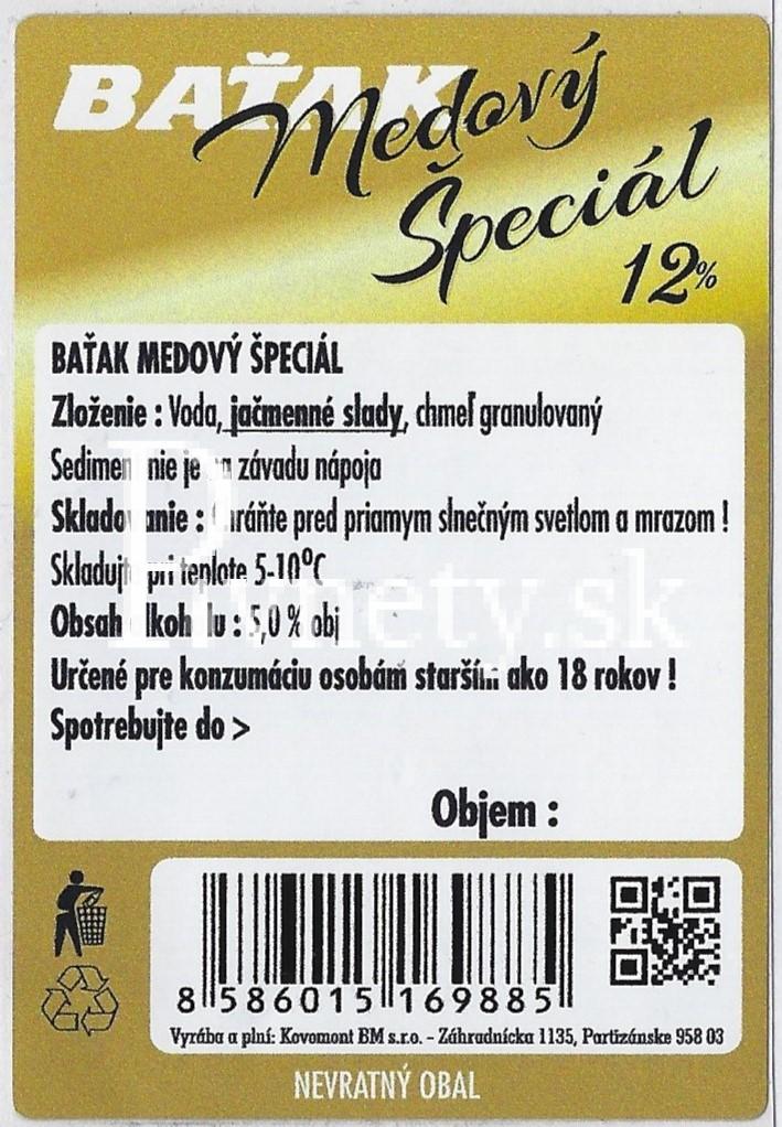 Baťak - Medový špeciál 12° (zadovka)