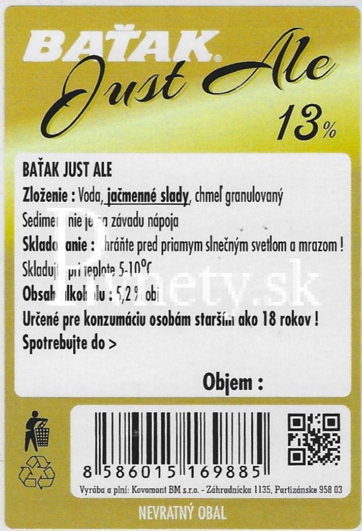 Baťak - Just Ale 13° (zadovka)