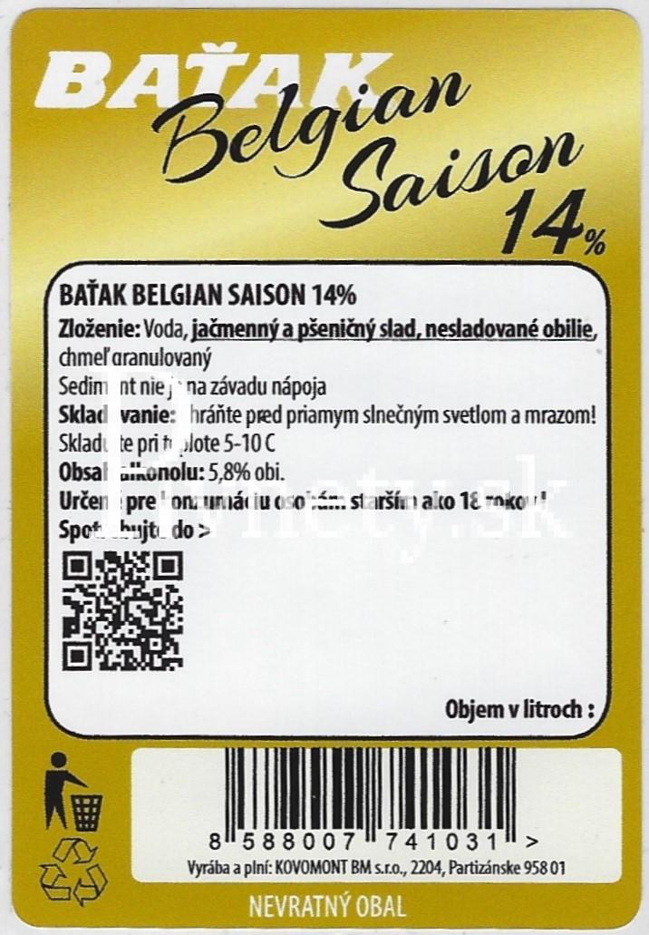 Baťak - Belgian Saison 14° (zadovka)