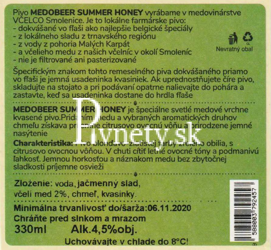 Včelco - Medobeer Summer Honey (zadovka)