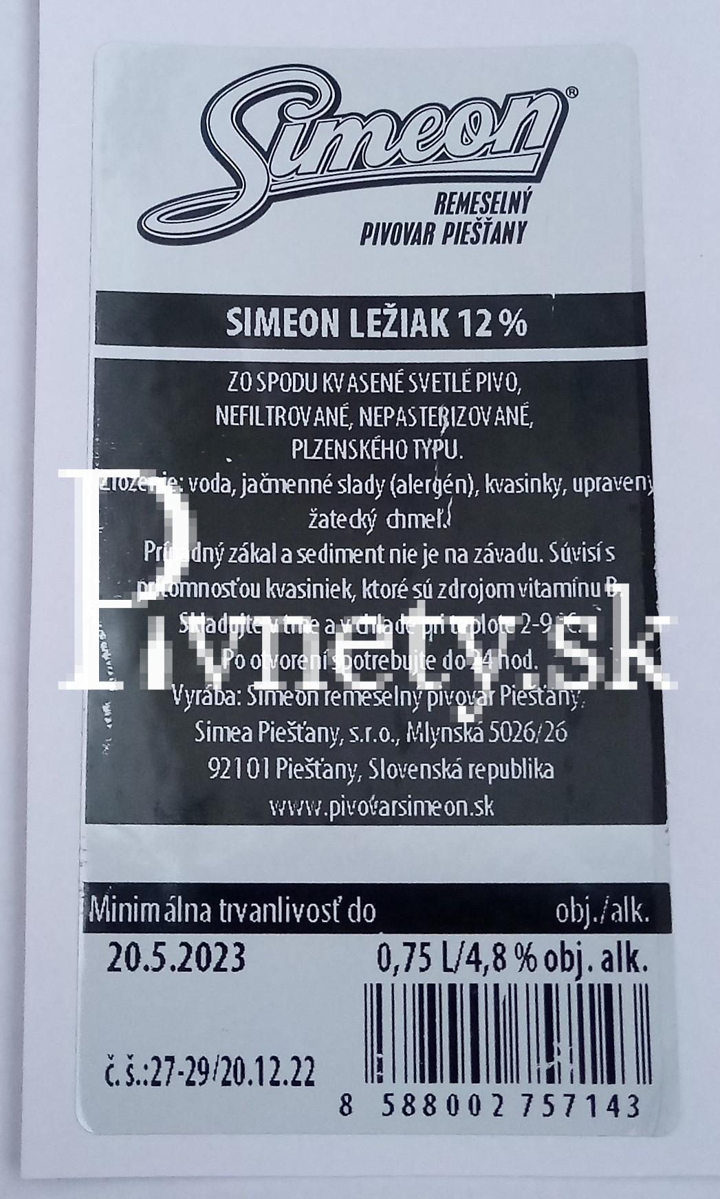 Simeon - Ležiak 12° (zadovka)