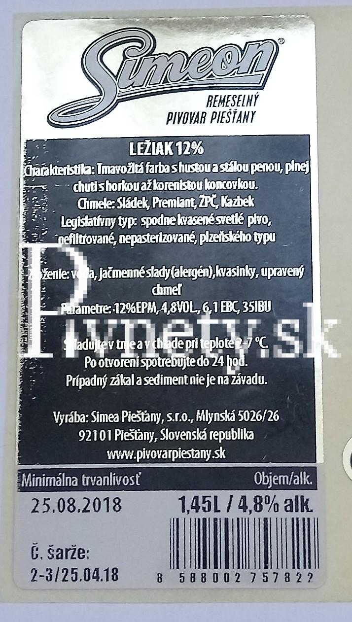 Simeon - Ležiak 12° (zadovka)