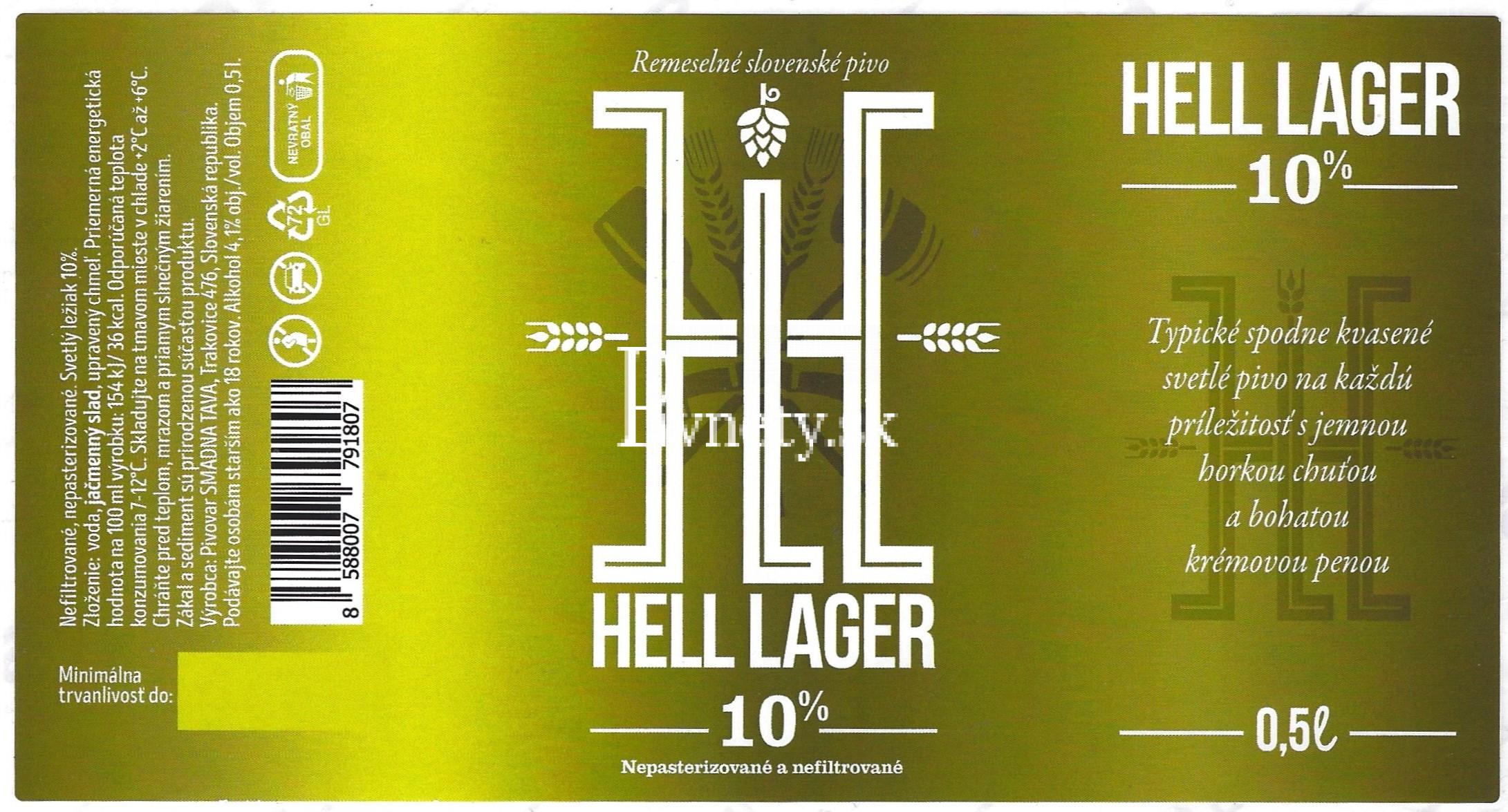 Pivovar Smadná Tava - Hell Lager 10°